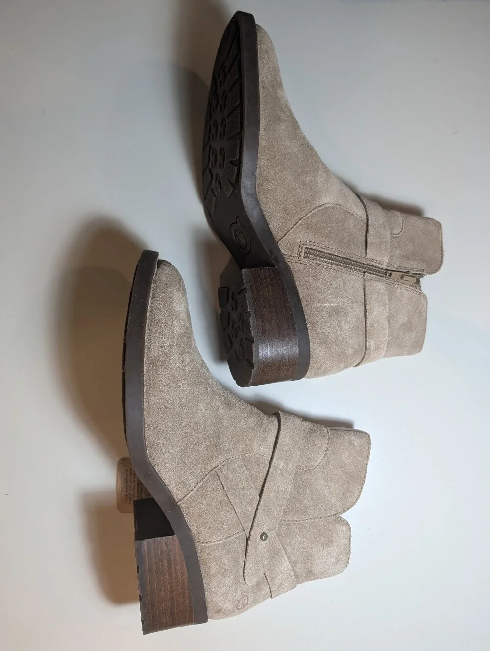 Born Taupe Suede Leather Tori Ankle Boots Size 11M NWT